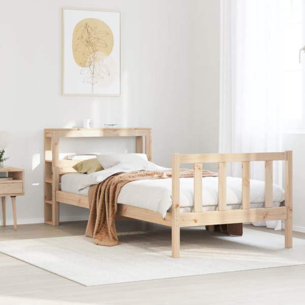 Estructura de cama sin colchón madera maciza de pino 90x190 cm D