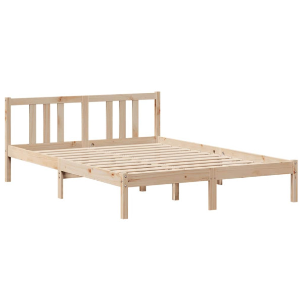 Estrutura de cama com folheado de madeira sólida pinho 120x200 cm M 5