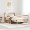 Estrutura de cama com folheado madeira maciça de pinheiro 90x200 cm 1