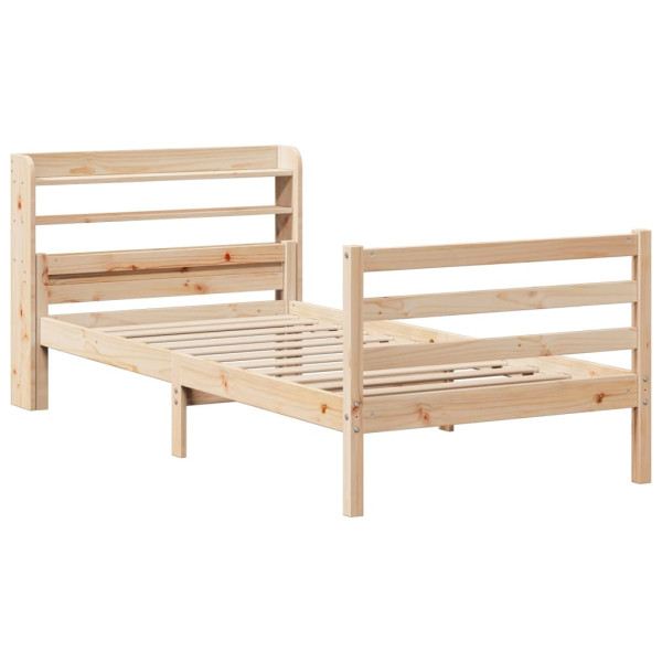 Estructura de cama con cabecero madera maciza de pino 90x200 cm M 3