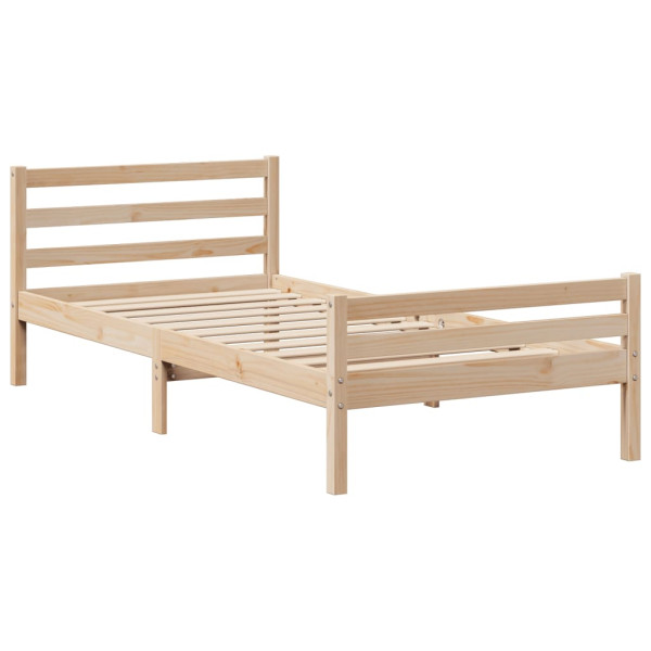 Estrutura de cama com folheado madeira maciça de pinheiro 90x200 cm M 5