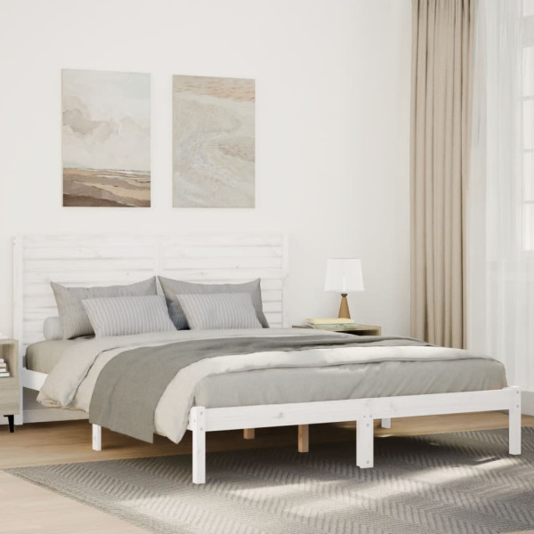 Cama extralarga sin colchón madera maciza blanca 140x210 cm D