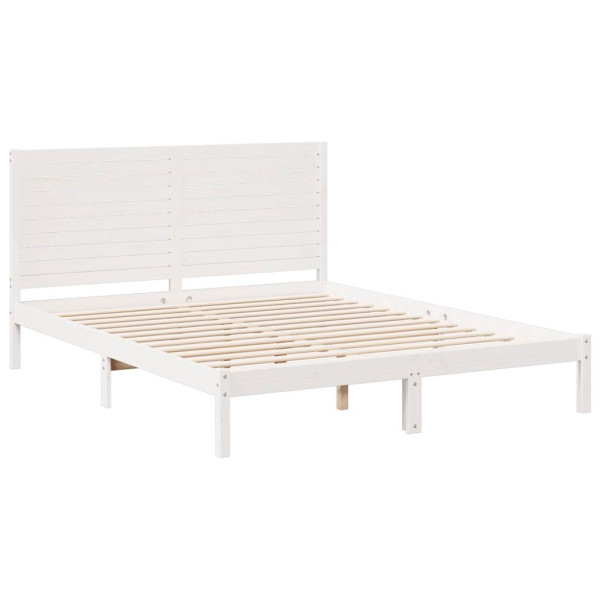 Cama extralarga sin colchón madera maciza blanca 140x210 cm M 3