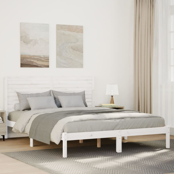 Cama extralarga sin colchón madera maciza blanca 140x220 cm D