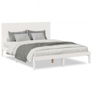 Cama extralarga sin colchón madera maciza blanca 140x220 cm H