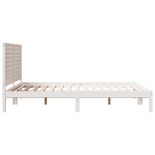 Cama extralarga sin colchón madera maciza blanca 140x220 cm M 5