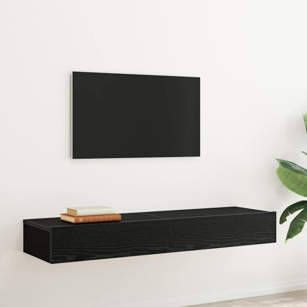 Muebles de TV con luces LED (2 unidades). roble negro. 60 x 35 x 15.5 cm M 4