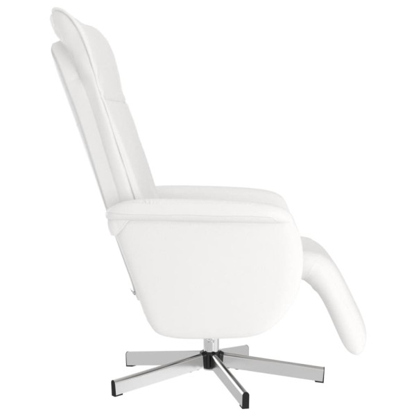 Sillón reclinable con reposapiés cuero sintético blanco M 4