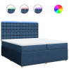 Cama box spring con colchón tela azul 200x200 cm 2