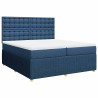 Cama box spring con colchón tela azul 200x200 cm 3