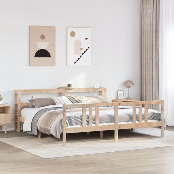 Estructura de cama con cabecero madera maciza pino 180x200 cm D