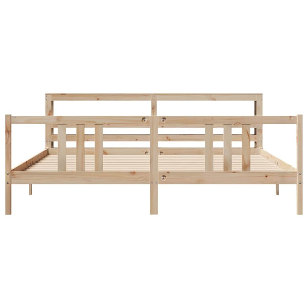 Estrutura de cama com cabeça de madeira maciça pinheiro 180x200 cm M 4