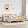 Estructura de cama con cabecero madera maciza de pino 200x200cm 1