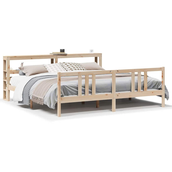 Estrutura de cama com folheado madeira de pinheiro sólido 200x200cm M 2