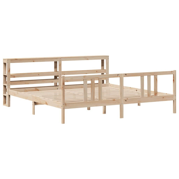 Estructura de cama con cabecero madera maciza de pino 200x200cm M 3