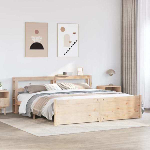 Estructura de cama con cabecero madera maciza pino 180x200 cm D