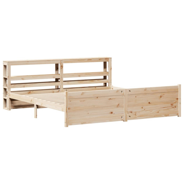 Estrutura de cama com cabeça de madeira maciça pinheiro 180x200 cm M 3
