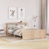 Estrutura de cama com cabeça de madeira maciça pinheiro 160x200 cm 1