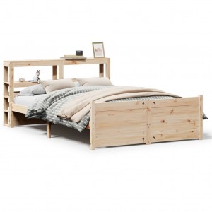 Estructura de cama con cabecero madera maciza pino 160x200 cm H