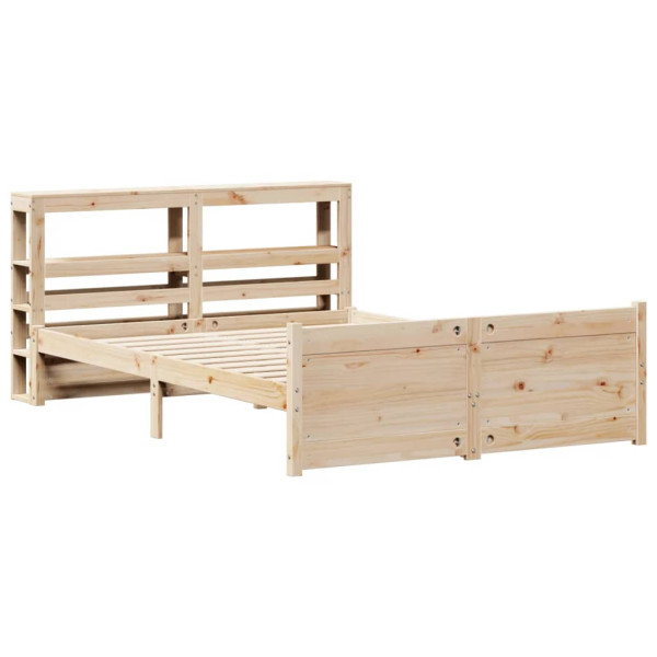 Estrutura de cama com cabeça de madeira maciça pinheiro 160x200 cm M 3