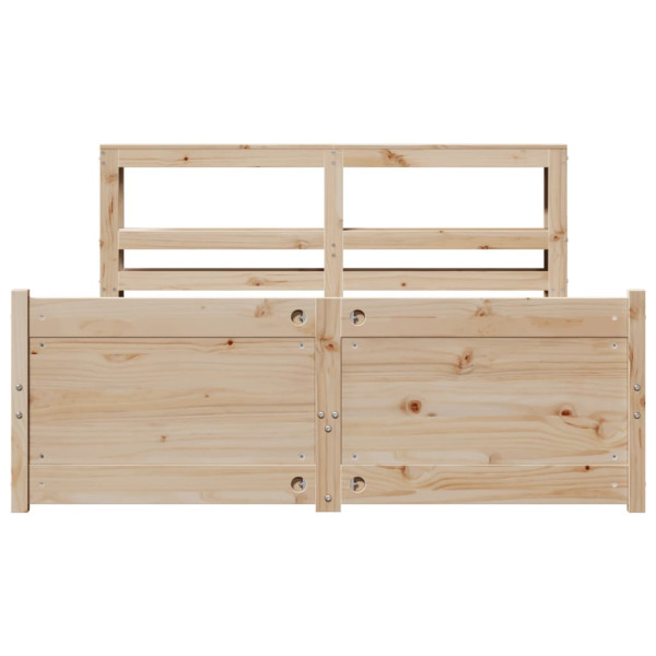 Estrutura de cama com cabeça de madeira maciça pinheiro 160x200 cm M 4