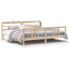 Estrutura de cama com cabeça de madeira maciça pinheiro 180x200 cm 2