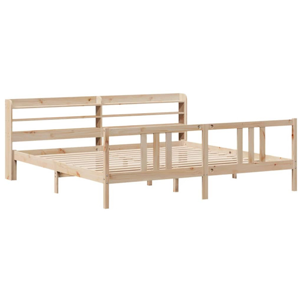 Estrutura de cama com cabeça de madeira maciça pinheiro 180x200 cm M 3