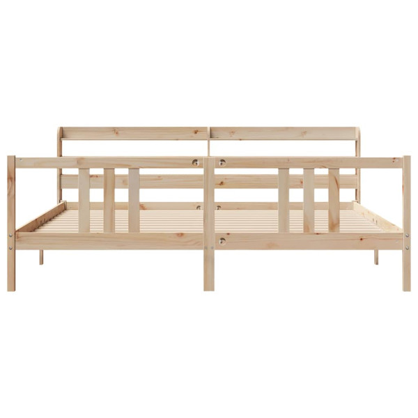Estrutura de cama com cabeça de madeira maciça pinheiro 180x200 cm M 4