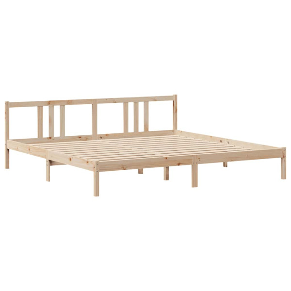 Estrutura de cama com cabeça de madeira maciça pinheiro 180x200 cm M 5