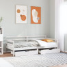 Sofá-cama c/ gavetas 90x190 cm madeira de pinho maciça branco 1