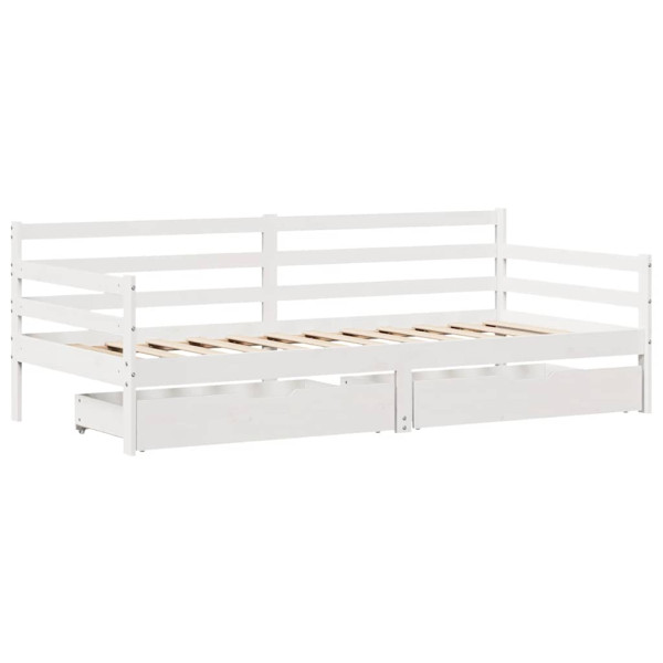 Sofá-cama c/ gavetas 90x190 cm madeira de pinho maciça branco M 3