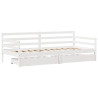 Sofá cama con cajones madera maciza de pino blanca 90x190 cm 3