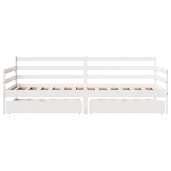 Sofá-cama c/ gavetas 90x190 cm madeira de pinho maciça branco M 4