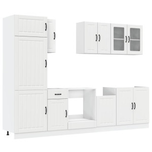 Mueble de cocina Kalmar blanco 8 piezas madera contrachapada H