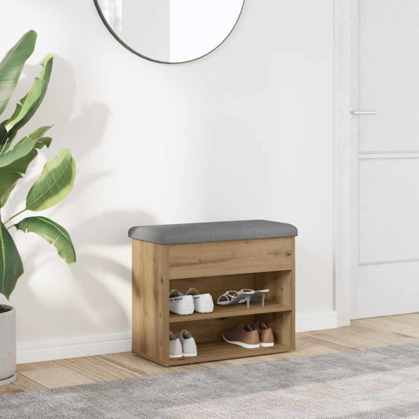 Banco zapatero madera de ingeniería roble artisan 62x32x50 cm D