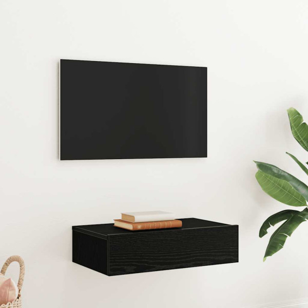 Móvel de TV com luzes LED carvalho preto 60x35x15.5 cm M 4