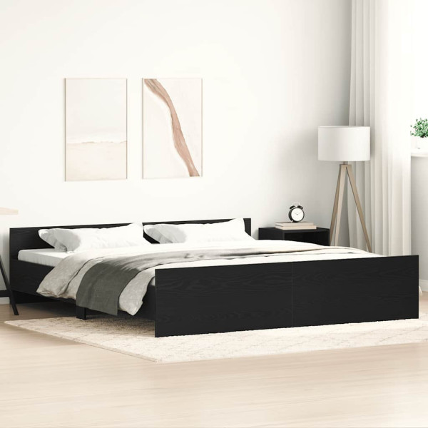 Estructura de cama sin colchón roble negro 180x200 cm madera de ingeniería D