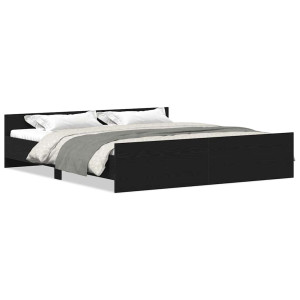 Estrutura de cama sem colchão em carvalho preto 180x200 cm. madeira projetada H