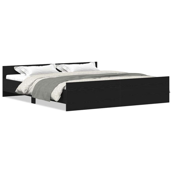 Estructura de cama sin colchón roble negro 180x200 cm madera de ingeniería M 2