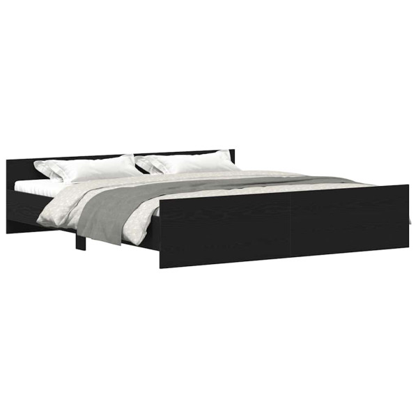 Estructura de cama sin colchón roble negro 180x200 cm madera de ingeniería M 3