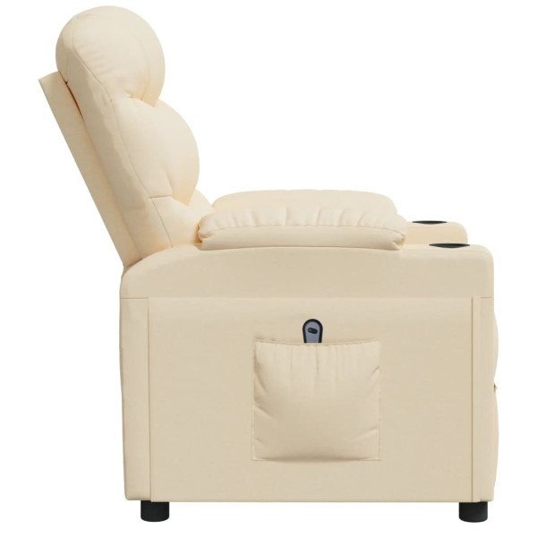 Sillón reclinable eléctrico de tela crema M 5