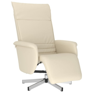 Sillón reclinable con reposapiés cuero sintético color crema H