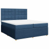 Cama box spring con colchón tela azul 200x200 cm 2
