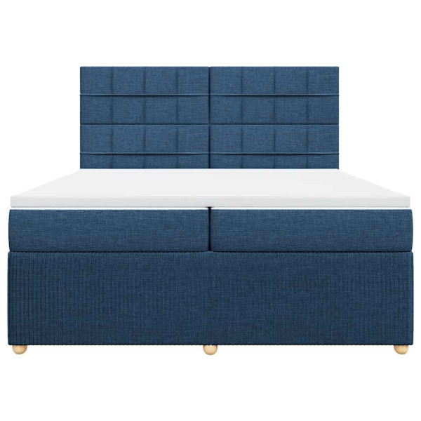 Cama com molas/colchão 200x200 cm tecido azul M 4