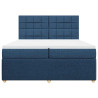Cama box spring con colchón tela azul 200x200 cm 4