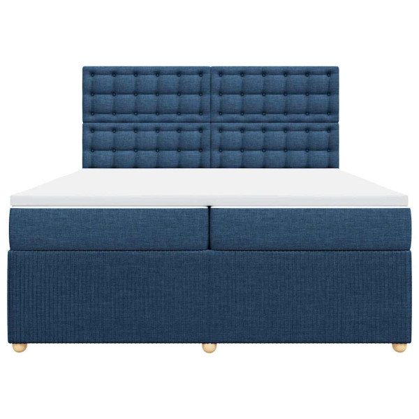 Cama com molas/colchão 200x200 cm tecido azul M 4
