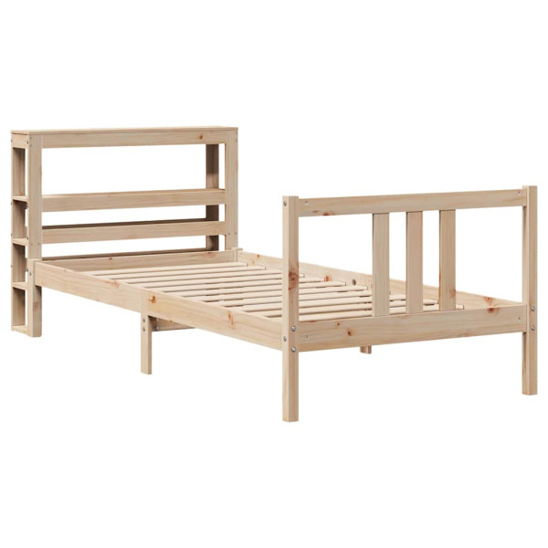 Estrutura da cama com folheado pinheiro de madeira maciça 75x190 cm M 3