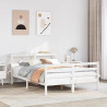 Estrutura de cama com cabeça de madeira maciça pinheiro 160x200 cm 1