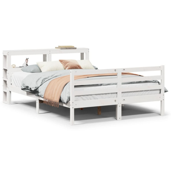 Estructura de cama con cabecero madera maciza pino 160x200 cm M 2