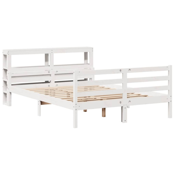 Estrutura de cama com cabeça de madeira maciça pinheiro 160x200 cm M 3